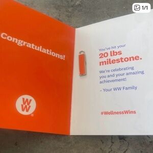 WW 20 & 25 lb Milestone Congrats Card with Enamel Charm